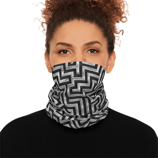 Discover ZFG Monochrome Maze Neck Gaiter - Geometric Face Mask Scarves