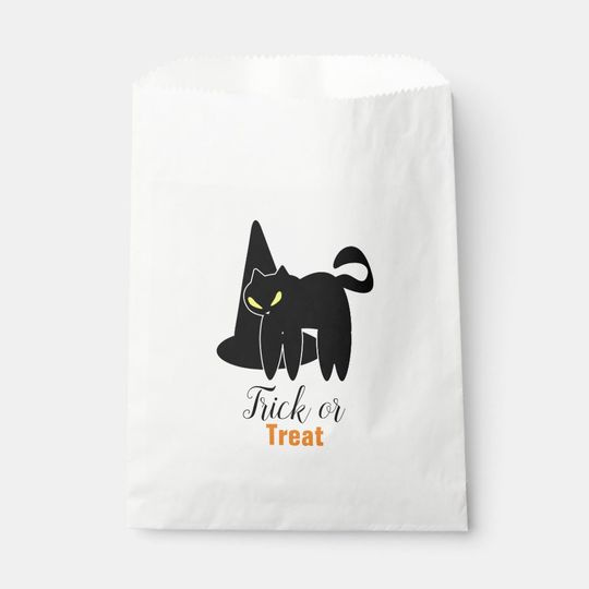 Discover Halloween Cute Creepy Cat and Witch Hat Favor Bag