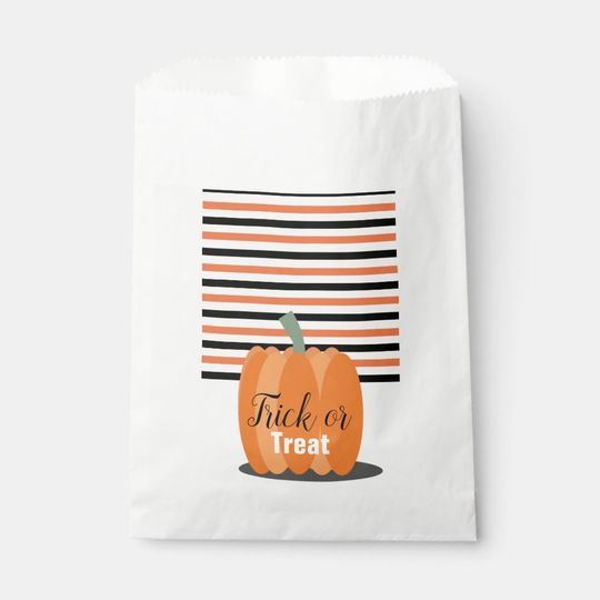 Discover Halloween Cute Pumpkin and Stripes Treats Favor Bag