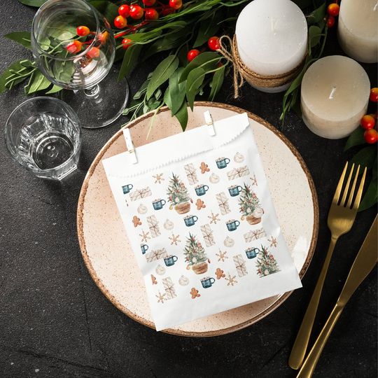 Discover Trendy Colorful Christmas Pattern | Watercolor Favor Bag