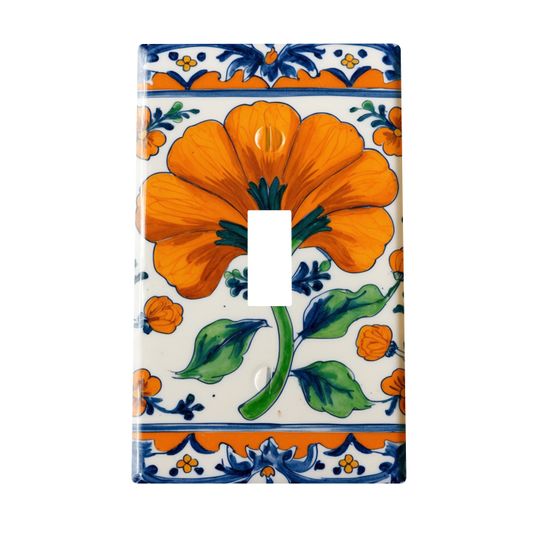 Discover Orange Marigold Flower Metal Light Switch Cover, Botanical Floral Decor