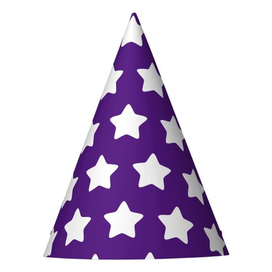 Discover Star Patterned Purple Party Hat