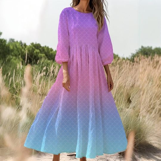 Discover Mermaid Ombre Prints! Women's Long Sleeve Dress