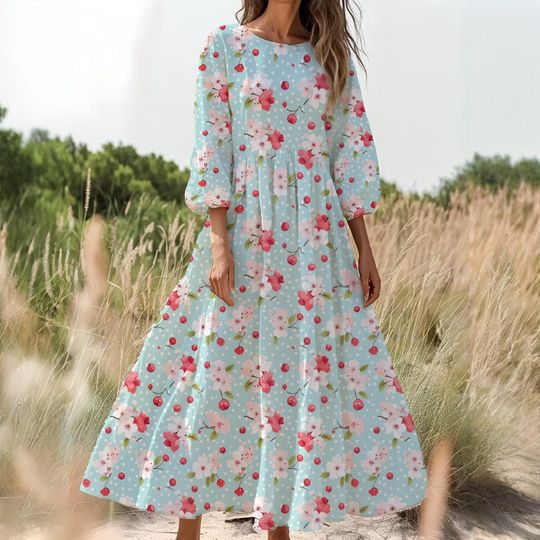 Discover Floral Prints! Flowers All-Over Print Women's Long Sleeve Dress