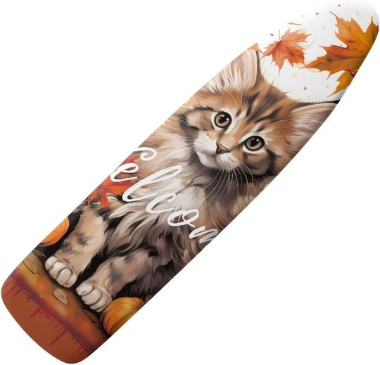 Discover Mumeson Cat Ironing Board Cover Standard Ironing Board Cover with Elastic Edge and Hook and Loop Fasteners Non Stick Scorch and Stain Resistant Cover