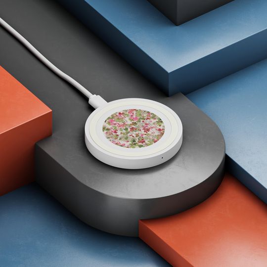 Discover Floral Wireless Charging Pad - Chic Home Office Accessory, Travel Gadget