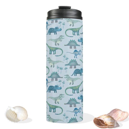 Discover Dinosaur Pattern Blue Thermal Tumbler