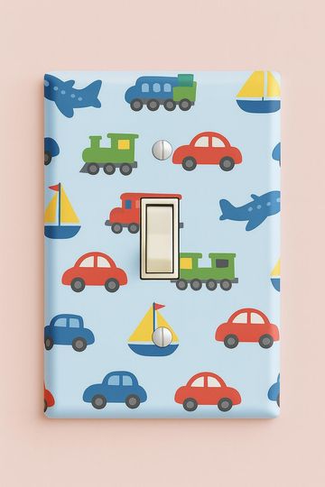 Discover Kids Light Switch Cover  Cute Dinosaur, Car, or Cloud Design Nursery or Playroom Decor