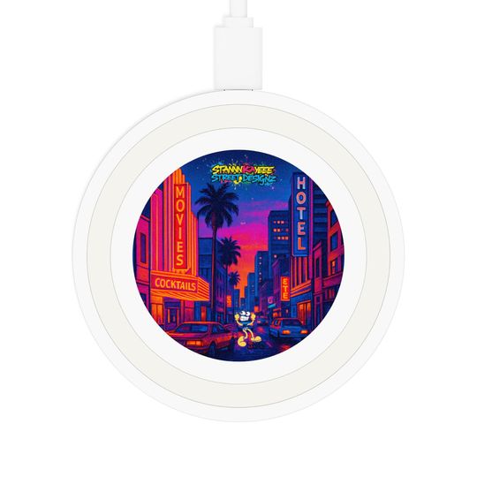 Discover Stannnkayeee Street Designz Vibrant Wireless Charging Pad, Retro Tech Accessory