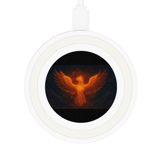 Discover Phoenix Vibe Wireless Charging Pad | Celestial Phone Charger, Tech Gift, Home Office Decor, Unique Gadget, Charging Station
