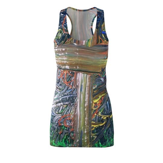 Discover Vibrant Abstract Racerback Dress, Summer Fashion, Beachwear, Party Dress