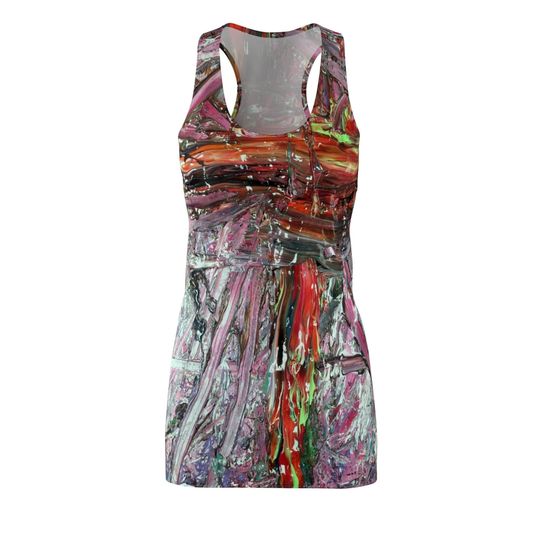 Discover Vibrant Abstract Racerback Dress, Summer Dress, Beachwear, Casual Dress