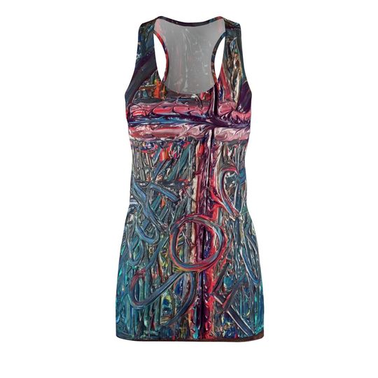 Discover Artistic Women's Cut & Sew Racerback Dress, Unique Summer Dress