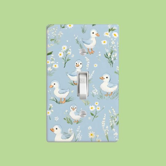 Discover Baby Duck Light Switch Cover, Cottagecore Nursery Decor, Wildflower Light Switch Cover