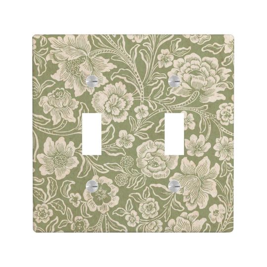 Discover Green Floral Light Switch Cover, Botanical Lighting Power Plate Outlet Panel, Art Nouveau Unique Wall Home Decor
