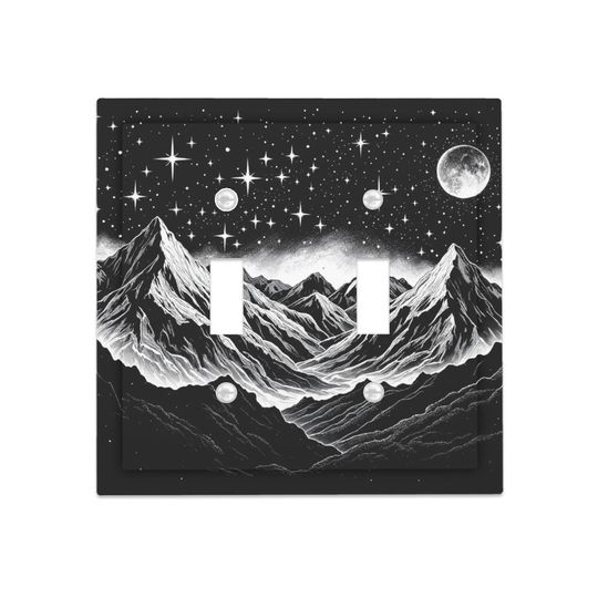 Discover Black Mystical Mountain Light Switch Cover, Wall Decornique Wall Home Decor