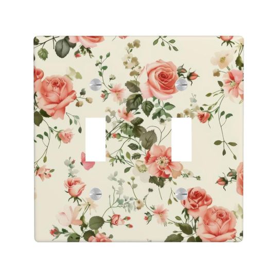 Discover Chabby Chic Rose Light Switch Cover, Floral Cottage Botanical Light Switch Cover