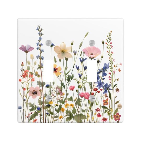 Discover Watercolor Wildflower Light Switch Cover, Wall Decor