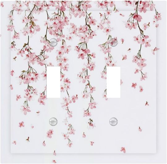 Discover Decorative Switch Plates Sakura Plant Floral Pink Flowers 2 Gang Double Toggle Outlet Light Switch Cover Wall Plate Electrical Faceplate For Bed Room Living Room Decor