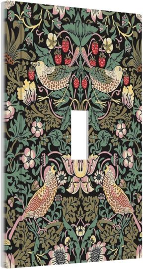 Discover Morris Vintage Floral Strawberry Birds Botanical 1 Gang Light Switch Cover Decorative Olive Single Toggle Wall Plate Electrical Switchplate Home Decor for Living Room Bedroom Decorate