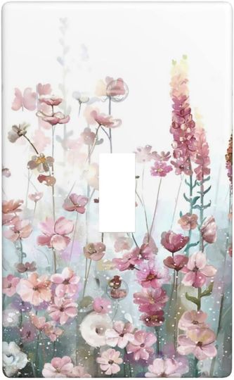 Discover Pink Floral Light Switch Cover, Wall Decor
