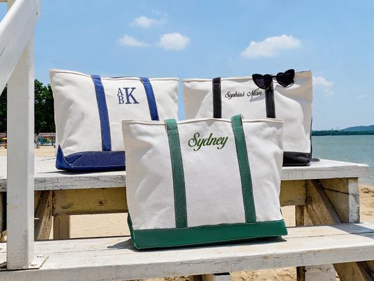 Discover Custom Canvas Tote Bag Tote Bag with zipper Monogram Beach Tote School Bag Embroidery for Her Personalized Gift,Custom LOGO Tote Bag