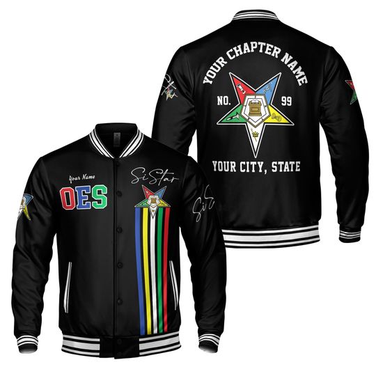 Discover Personalized OES Pentagon Down Order of Eastern Star Sistar Varsity Jacket S-5XL