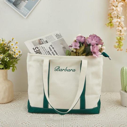 Discover Custom Lettering Canvas Tote Bag,Personalised LOGO tote bag,name tote bag,bridesmaid gift bag,embroidered with initials custom tote
