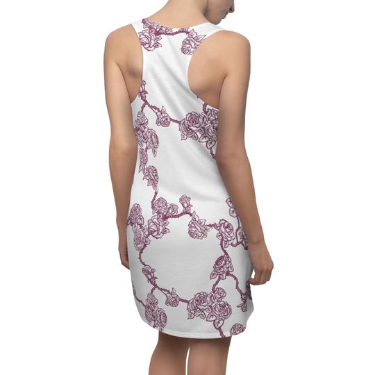 Discover Women's Racerback Dress Painted Red Roses and Rose Vines Design