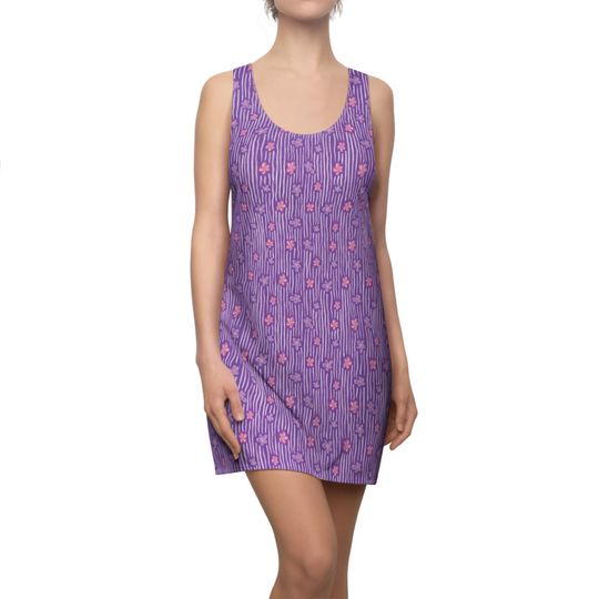 Discover Women's Racerback Dress Painted Flower and Stripes Design Print Summer Outfit