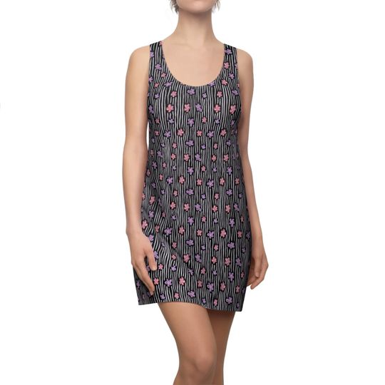 Discover Women's Racerback Dress Painted Flower and Stripes Design Print Summer Outfit