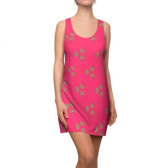 Discover Women's Racerback Dress Painted Flower Design Print Summer Outfit Vacation Dress