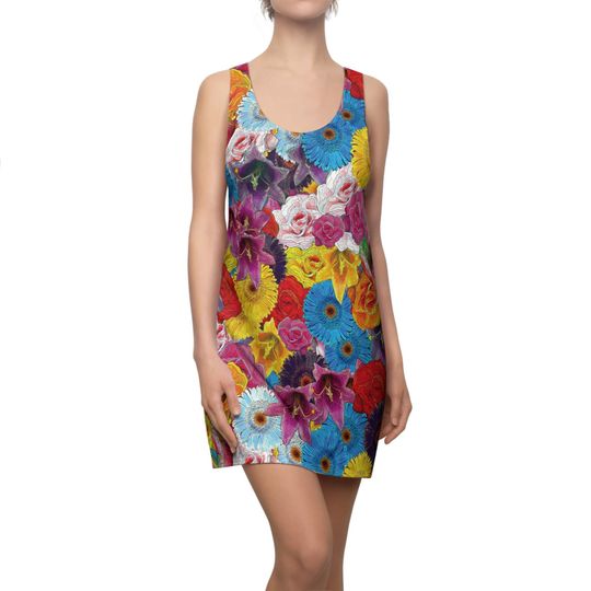 Discover Women's Racerback Dress Large Floral Print Summer Outfit Vacation Dress Casual Wear Gifts for Her