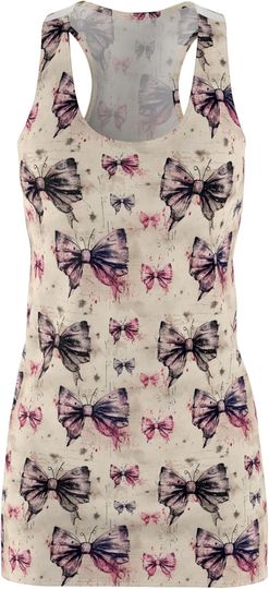 Discover Women's Pink Bow Ribbons Racerback Dress - Summer Vibes, Casual Wear