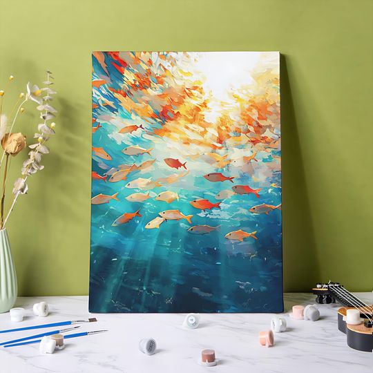 Discover Swimming with Fish Paint by Numbers