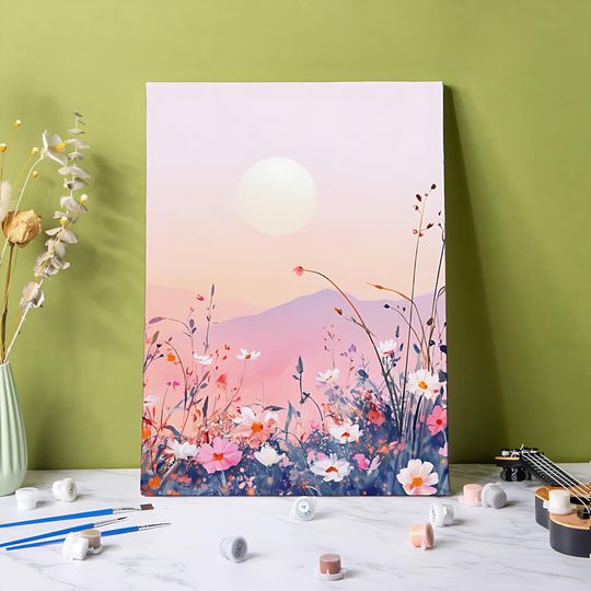 Discover Minimalist Sunset Paint by Numbers Wall Art Home Decor, Handmade Gift