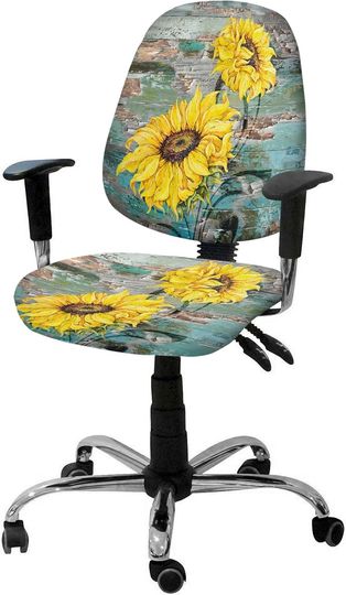 Discover Teal Sunflower Office Chair Covers