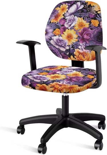Discover Purple Flower Office Chair Covers