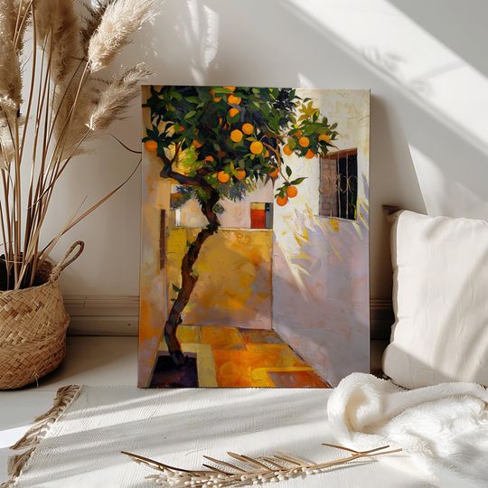 Discover Orange Tree Paint by Number Kit for Adults Still Life DIY Color Paint by Numbers Canvas Mediterranean Garden Paint Number Orange Wall Art
