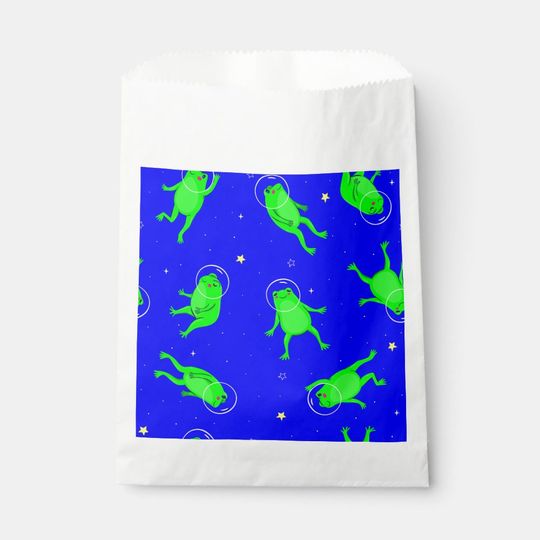 Discover funny astronaut frogs space blue favor bag