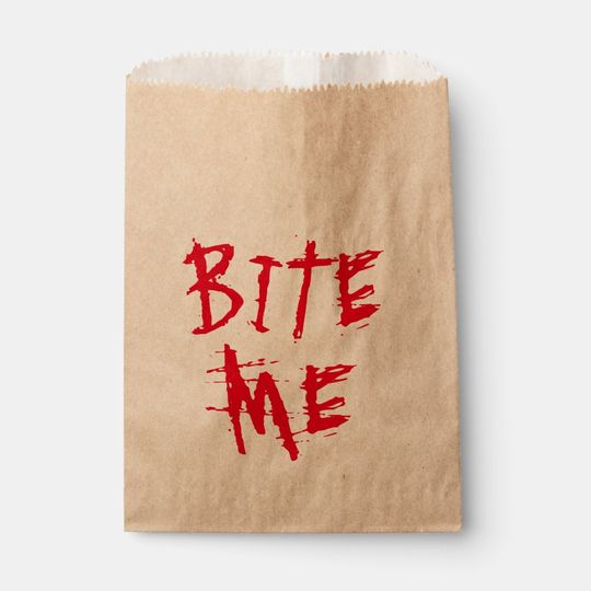 Discover Bite me red blood typography funny Halloween party Favor Bag
