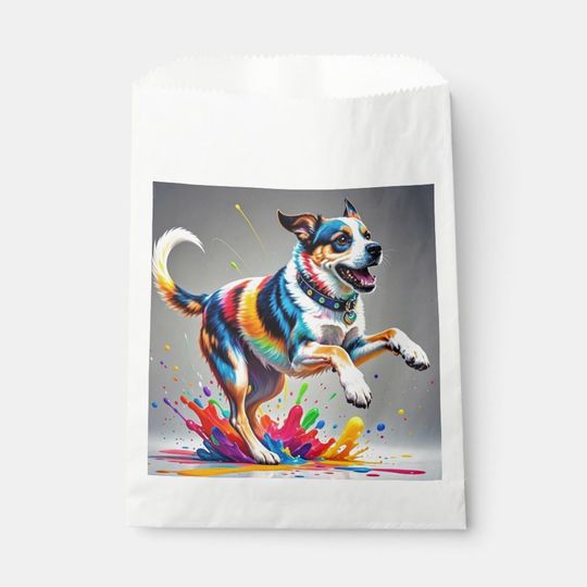 Discover Colorful giant happy playful funny dog, favor bag