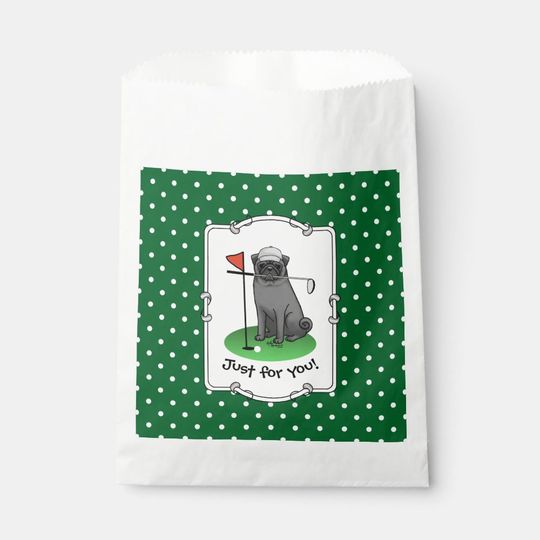 Discover Golf Pug Playing Golf (black) Cute Dog Funny Favor Bag