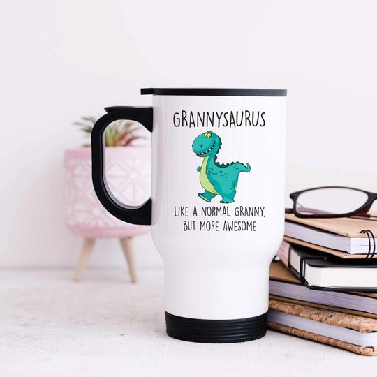 Discover Granny Travel Mug - Grannysaurus Like A Normal Granny But Awesome, Fun Coffee Cup, Gift for Grandma, Durable Travel Mug