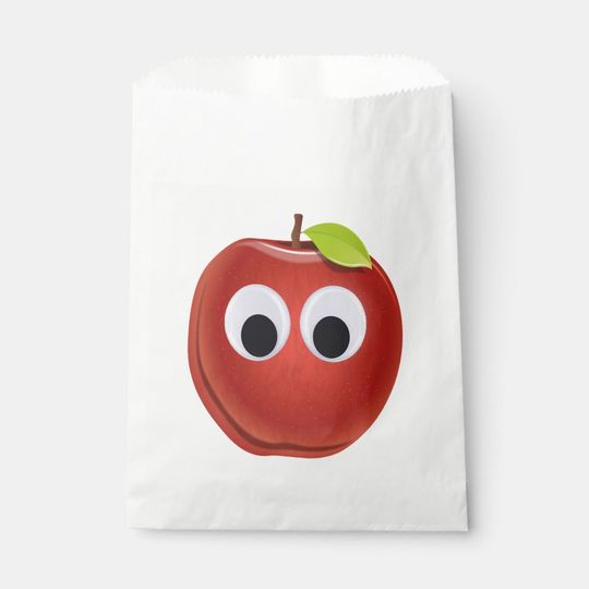 Discover Funny Red Apple with Googly Eyes  Favor Bag