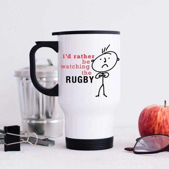Discover Mug - Rugby Metal Travel Mug for Men | Father's Day Gift | I'd Rather Be Watching Rugby