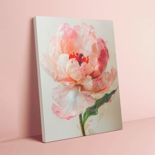 Discover Flower Paint by Number, Paint by Numbers Kit for Adults, Pink Peony Wall Art, Color by Number, DIY Acrylic Painting on Canvas, Gift for Her