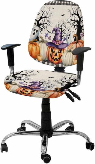Discover Halloween Pumpkin Office Chair Covers
