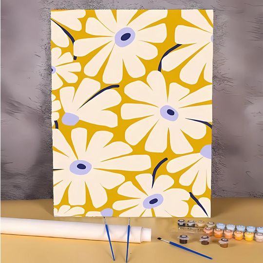 Discover Paint by Numbers Kit for Adults and Teens with Modern Floral Wall Art Design Perfect Creative Hobby Relaxing Art Project for Home Decoration