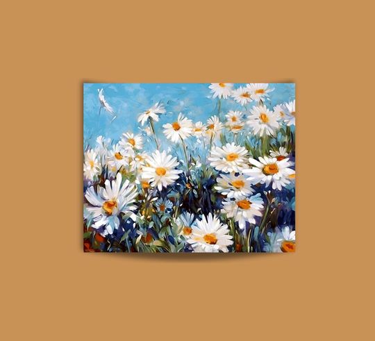Discover Paint By Numbers for Adults Field of Daisies Flower Acrylic Painting Kit Christmas Gift Floral Art Diy Kit Gift for Girls 05